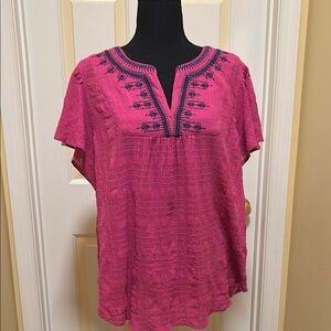 J. Jill Pink Dolman Sleeve Embellished Blouse
